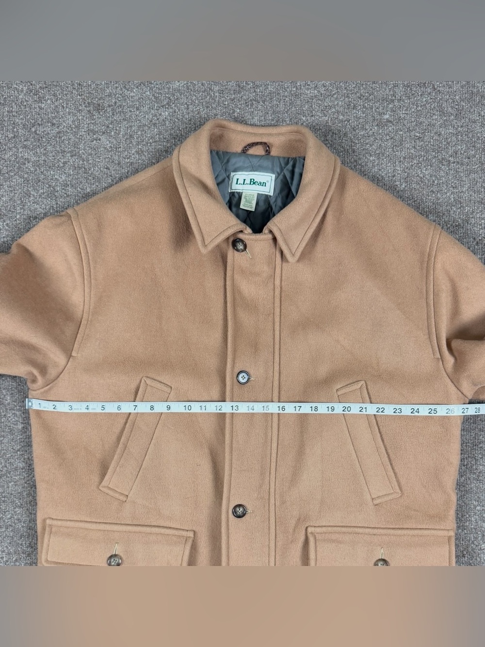 Vintage LL Bean Camel Tan Wool Chore Field Barn Jacket Men’s XL Quilt Lined 90s - Picture 7 of 7